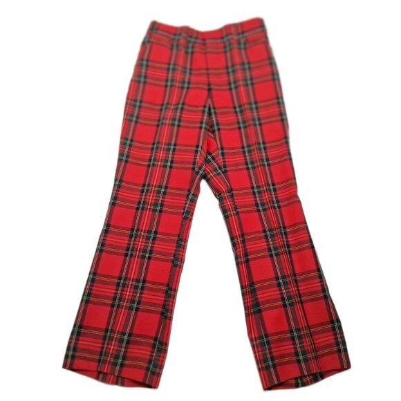 VTG 70s Wool Tartan Plaid Flare Pants High Rise Bell Bottom Punk Rock  30" x 29" - Picture 3 of 14